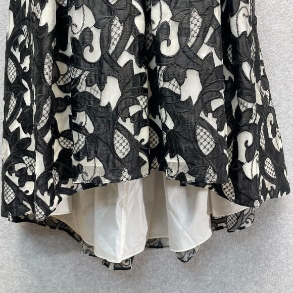Aidan Mattox Cocktail Dress Womens 4 Black Embroidered Overlay Off Shoulder HOCO - Picture 5 of 16